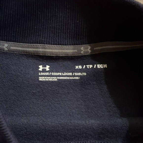 Under Armour Women’s Navy Blue Stadium Crewneck Pullover Sweatshirt Size XS - Picture 2 of 8